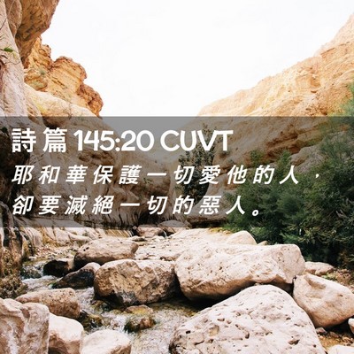 Picture 02 - 詩 篇 145:20 CUVT - 耶 和 華 保 護 一 切 愛 他 的 人 ， - Bible Verse Picture