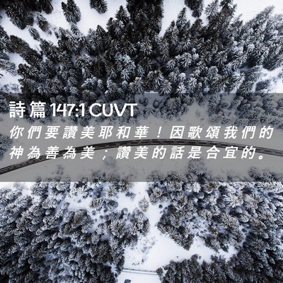 Picture 02 - 詩 篇 147:1 CUVT - 你 們 要 讚 美 耶 和 華 ！ 因 歌 頌 - Bible Verse Picture