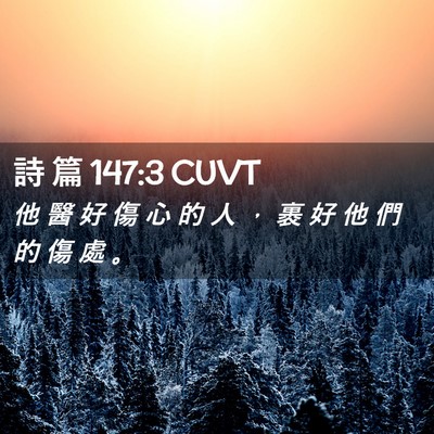 Picture 02 - 詩 篇 147:3 CUVT - 他 醫 好 傷 心 的 人 ， 裹 好 他 們 - Bible Verse Picture