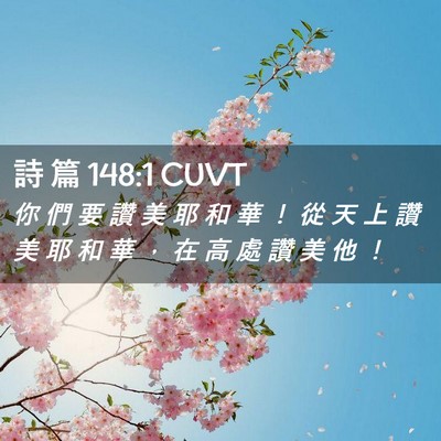 Picture 02 - 詩 篇 148:1 CUVT - 你 們 要 讚 美 耶 和 華 ！ 從 天 上 - Bible Verse Picture
