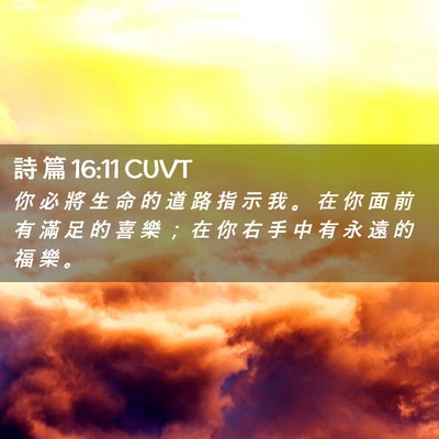 Picture 02 - 詩 篇 16:11 CUVT - 你 必 將 生 命 的 道 路 指 示 我 。 - Bible Verse Picture