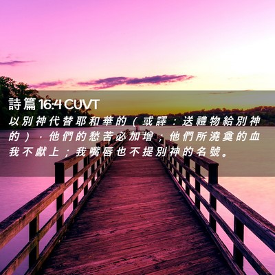 Picture 02 - 詩 篇 16:4 CUVT - 以 別 神 代 替 耶 和 華 的 （ 或 譯 - Bible Verse Picture