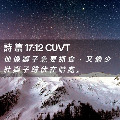 Picture 02 - 詩 篇 17:12 CUVT - 他 像 獅 子 急 要 抓 食 ， 又 像 少 - Bible Verse Picture