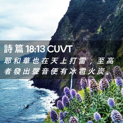 Picture 02 - 詩 篇 18:13 CUVT - 耶 和 華 也 在 天 上 打 雷 ； 至 高 - Bible Verse Picture