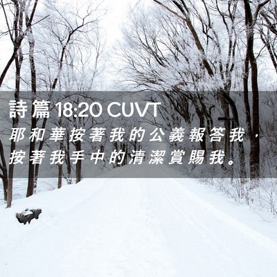 Picture 02 - 詩 篇 18:20 CUVT - 耶 和 華 按 著 我 的 公 義 報 答 我 - Bible Verse Picture