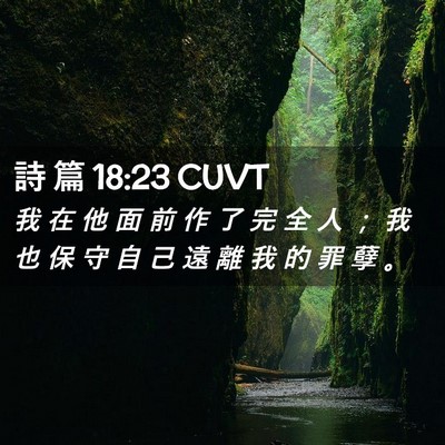 Picture 02 - 詩 篇 18:23 CUVT - 我 在 他 面 前 作 了 完 全 人 ； 我 - Bible Verse Picture