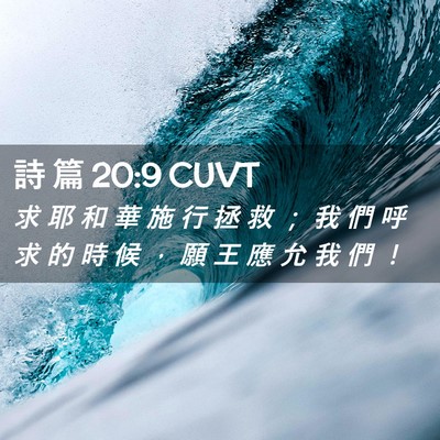 Picture 02 - 詩 篇 20:9 CUVT - 求 耶 和 華 施 行 拯 救 ； 我 們 呼 - Bible Verse Picture