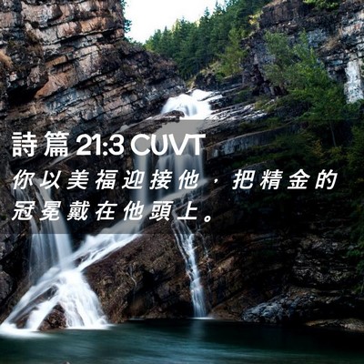 Picture 02 - 詩 篇 21:3 CUVT - 你 以 美 福 迎 接 他 ， 把 精 金 的 - Bible Verse Picture