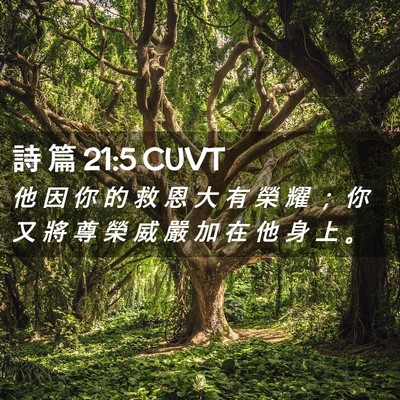 Picture 02 - 詩 篇 21:5 CUVT - 他 因 你 的 救 恩 大 有 榮 耀 ； 你 - Bible Verse Picture