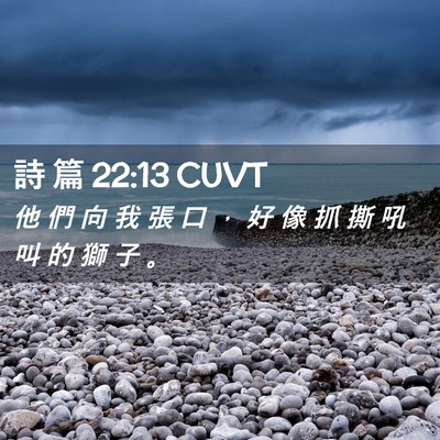 Picture 02 - 詩 篇 22:13 CUVT - 他 們 向 我 張 口 ， 好 像 抓 撕 吼 - Bible Verse Picture