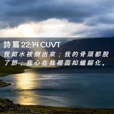 Picture 02 - 詩 篇 22:14 CUVT - 我 如 水 被 倒 出 來 ； 我 的 骨 頭 - Bible Verse Picture