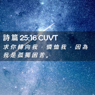 Picture 02 - 詩 篇 25:16 CUVT - 求 你 轉 向 我 ， 憐 恤 我 ， 因 為 - Bible Verse Picture