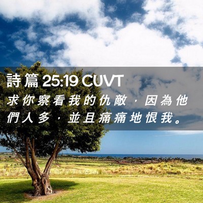 Picture 02 - 詩 篇 25:19 CUVT - 求 你 察 看 我 的 仇 敵 ， 因 為 他 - Bible Verse Picture