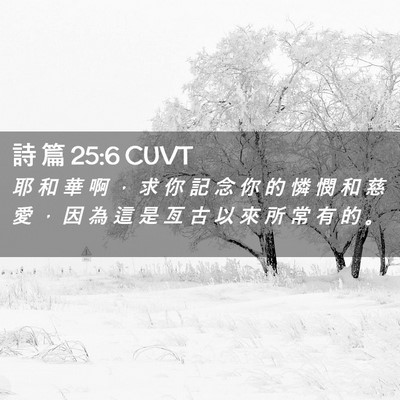 Picture 02 - 詩 篇 25:6 CUVT - 耶 和 華 啊 ， 求 你 記 念 你 的 憐 - Bible Verse Picture