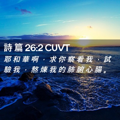 Picture 02 - 詩 篇 26:2 CUVT - 耶 和 華 啊 ， 求 你 察 看 我 ， 試 - Bible Verse Picture