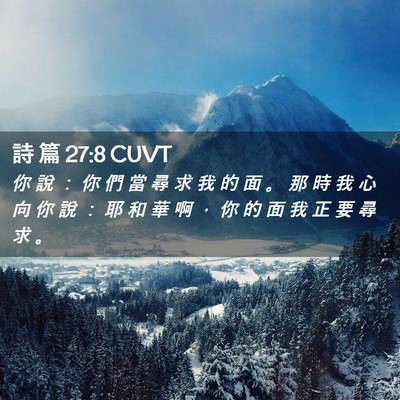Picture 02 - 詩 篇 27:8 CUVT - 你 說 ： 你 們 當 尋 求 我 的 面 。 - Bible Verse Picture