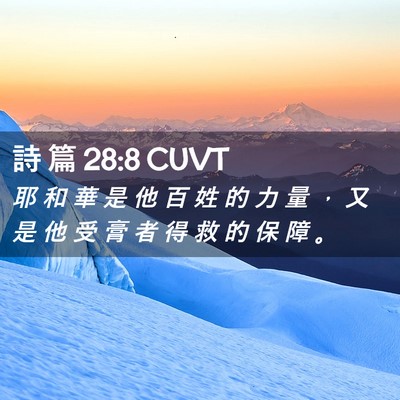 Picture 02 - 詩 篇 28:8 CUVT - 耶 和 華 是 他 百 姓 的 力 量 ， 又 - Bible Verse Picture