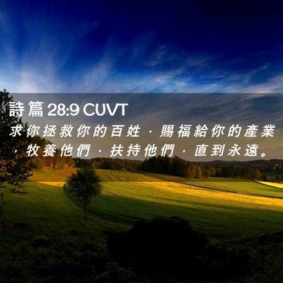 Picture 02 - 詩 篇 28:9 CUVT - 求 你 拯 救 你 的 百 姓 ， 賜 福 給 - Bible Verse Picture
