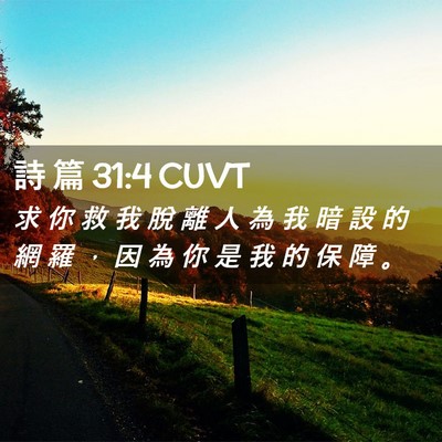 Picture 02 - 詩 篇 31:4 CUVT - 求 你 救 我 脫 離 人 為 我 暗 設 的 - Bible Verse Picture