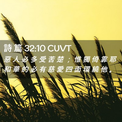 Picture 02 - 詩 篇 32:10 CUVT - 惡 人 必 多 受 苦 楚 ； 惟 獨 倚 靠 - Bible Verse Picture