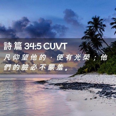 Picture 02 - 詩 篇 34:5 CUVT - 凡 仰 望 他 的 ， 便 有 光 榮 ； 他 - Bible Verse Picture