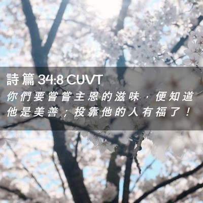 Picture 02 - 詩 篇 34:8 CUVT - 你 們 要 嘗 嘗 主 恩 的 滋 味 ， 便 - Bible Verse Picture