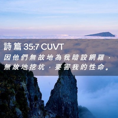 Picture 02 - 詩 篇 35:7 CUVT - 因 他 們 無 故 地 為 我 暗 設 網 羅 - Bible Verse Picture