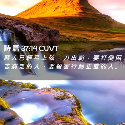Picture 02 - 詩 篇 37:14 CUVT - 惡 人 已 經 弓 上 弦 ， 刀 出 鞘 ， - Bible Verse Picture
