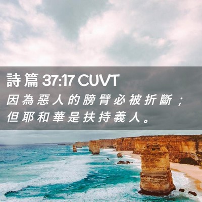 Picture 02 - 詩 篇 37:17 CUVT - 因 為 惡 人 的 膀 臂 必 被 折 斷 ； - Bible Verse Picture