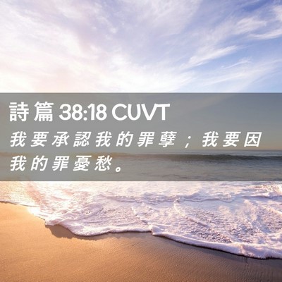 Picture 02 - 詩 篇 38:18 CUVT - 我 要 承 認 我 的 罪 孽 ； 我 要 因 - Bible Verse Picture