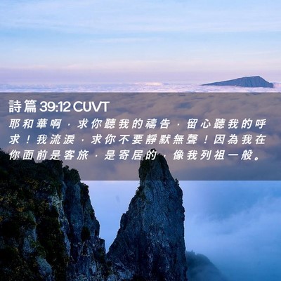 Picture 02 - 詩 篇 39:12 CUVT - 耶 和 華 啊 ， 求 你 聽 我 的 禱 告 - Bible Verse Picture