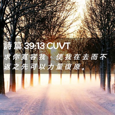 Picture 02 - 詩 篇 39:13 CUVT - 求 你 寬 容 我 ， 使 我 在 去 而 不 - Bible Verse Picture