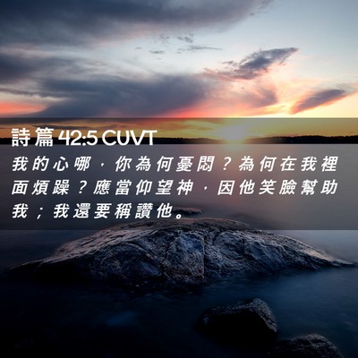 Picture 02 - 詩 篇 42:5 CUVT - 我 的 心 哪 ， 你 為 何 憂 悶 ？ 為 - Bible Verse Picture
