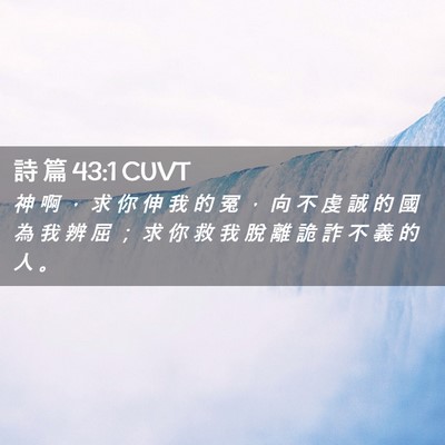 Picture 02 - 詩 篇 43:1 CUVT - 神 啊 ， 求 你 伸 我 的 冤 ， 向 不 - Bible Verse Picture