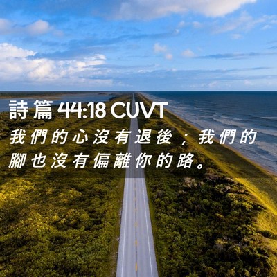 Picture 02 - 詩 篇 44:18 CUVT - 我 們 的 心 沒 有 退 後 ； 我 們 的 - Bible Verse Picture
