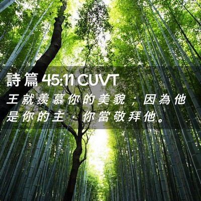 Picture 02 - 詩 篇 45:11 CUVT - 王 就 羨 慕 你 的 美 貌 ； 因 為 他 - Bible Verse Picture