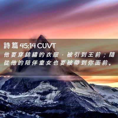 Picture 02 - 詩 篇 45:14 CUVT - 他 要 穿 錦 繡 的 衣 服 ， 被 引 到 - Bible Verse Picture