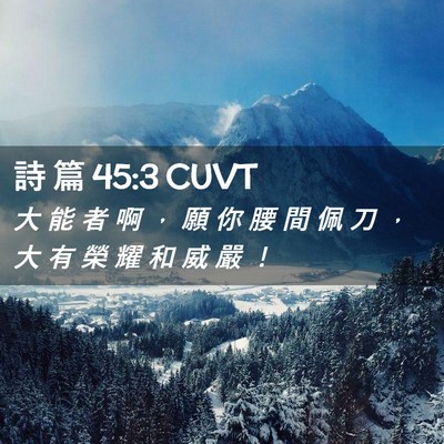 Picture 02 - 詩 篇 45:3 CUVT - 大 能 者 啊 ， 願 你 腰 間 佩 刀 ， - Bible Verse Picture