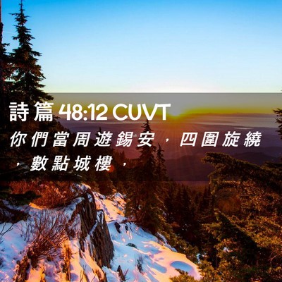 Picture 02 - 詩 篇 48:12 CUVT - 你 們 當 周 遊 錫 安 ， 四 圍 旋 繞 - Bible Verse Picture