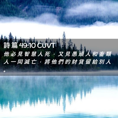 Picture 02 - 詩 篇 49:10 CUVT - 他 必 見 智 慧 人 死 ， 又 見 愚 頑 - Bible Verse Picture