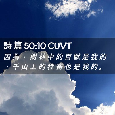 Picture 02 - 詩 篇 50:10 CUVT - 因 為 ， 樹 林 中 的 百 獸 是 我 的 - Bible Verse Picture