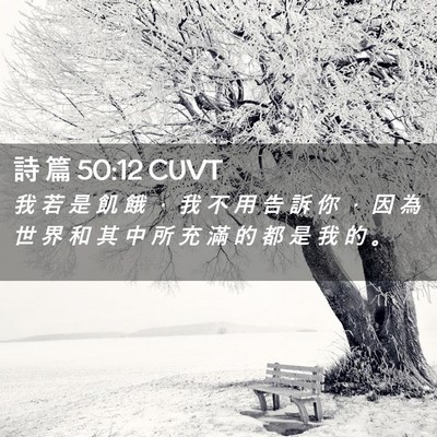 Picture 02 - 詩 篇 50:12 CUVT - 我 若 是 飢 餓 ， 我 不 用 告 訴 你 - Bible Verse Picture