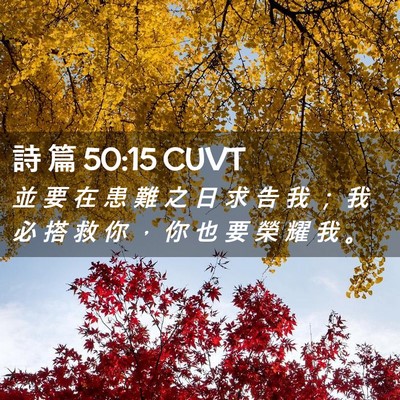 Picture 02 - 詩 篇 50:15 CUVT - 並 要 在 患 難 之 日 求 告 我 ； 我 - Bible Verse Picture