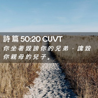 Picture 02 - 詩 篇 50:20 CUVT - 你 坐 著 毀 謗 你 的 兄 弟 ， 讒 毀 - Bible Verse Picture