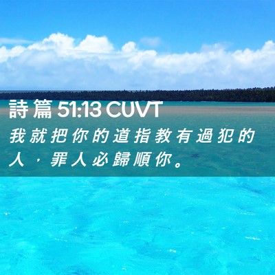 Picture 02 - 詩 篇 51:13 CUVT - 我 就 把 你 的 道 指 教 有 過 犯 的 - Bible Verse Picture