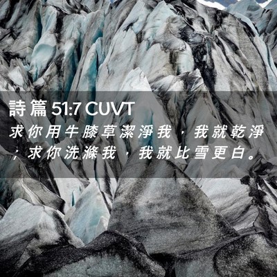Picture 02 - 詩 篇 51:7 CUVT - 求 你 用 牛 膝 草 潔 淨 我 ， 我 就 - Bible Verse Picture