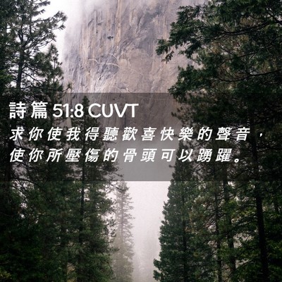 Picture 02 - 詩 篇 51:8 CUVT - 求 你 使 我 得 聽 歡 喜 快 樂 的 聲 - Bible Verse Picture