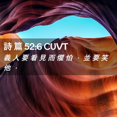 Picture 02 - 詩 篇 52:6 CUVT - 義 人 要 看 見 而 懼 怕 ， 並 要 笑 - Bible Verse Picture