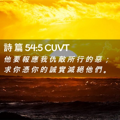 Picture 02 - 詩 篇 54:5 CUVT - 他 要 報 應 我 仇 敵 所 行 的 惡 ； - Bible Verse Picture