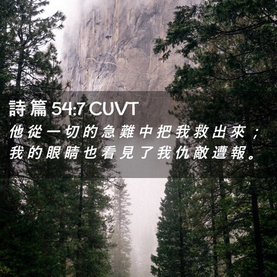 Picture 02 - 詩 篇 54:7 CUVT - 他 從 一 切 的 急 難 中 把 我 救 出 - Bible Verse Picture